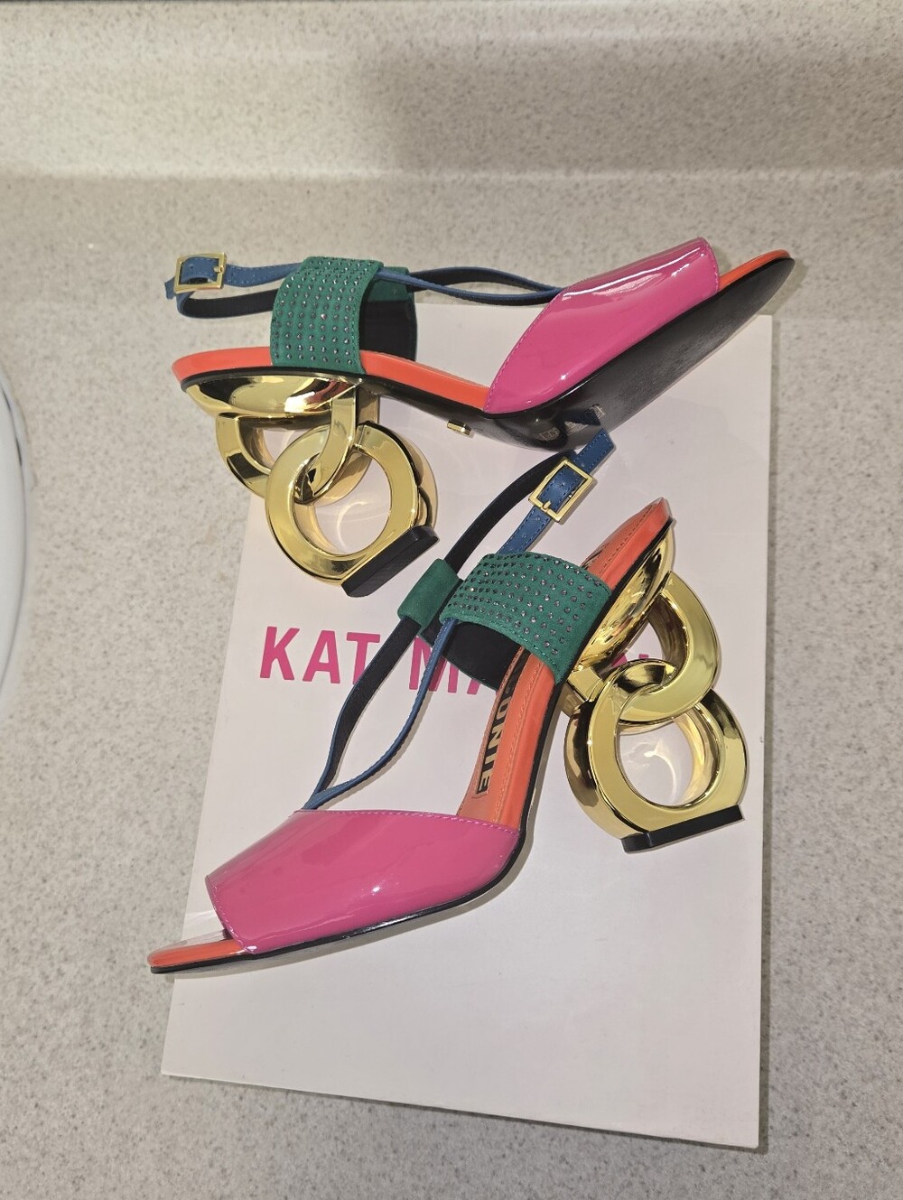 Kat Maconie Women’s Pink Multicolor Sculptural Heel Sandals